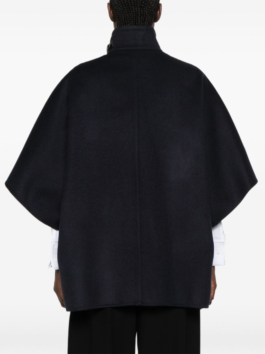 Max Mara High Collar Flowing Sleeves Silk-Nylon Cape
