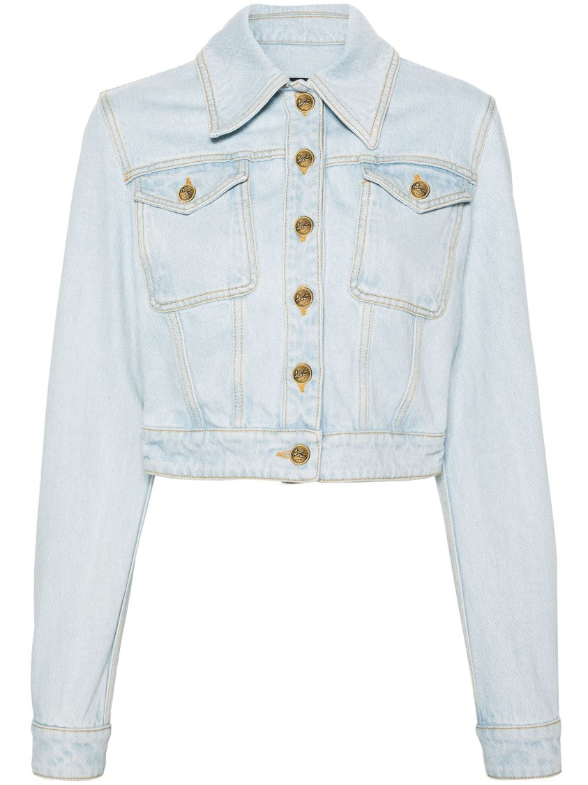 Etro Cropped Denim Jacket With Classic Collar
