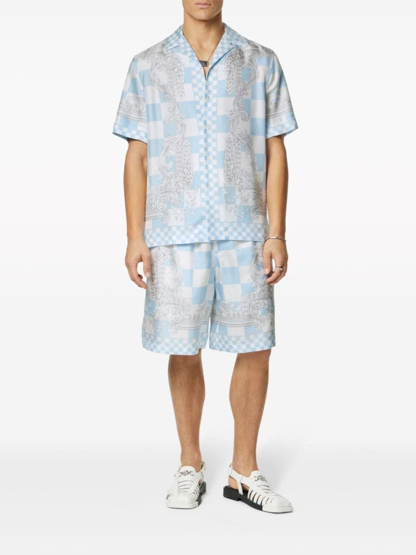 Versace Silk Checkerboard Print Shorts