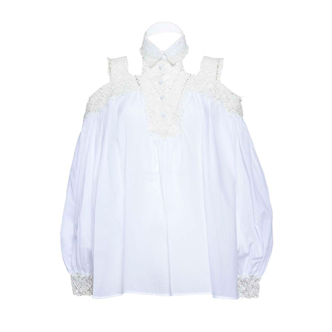 Ermanno Scervino Silk Blouse With Floral Lace Inserts