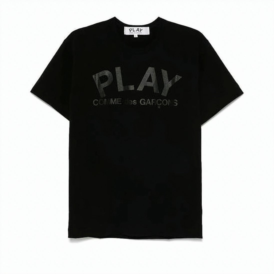 Comme Des Garçons Short-Sleeve Cotton T-Shirt With Glossy Text Print