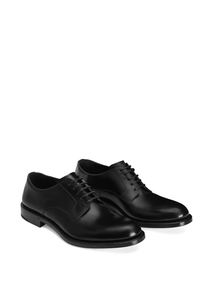 Dolce & Gabbana Sleek Black Polished Leather Derby Shoes