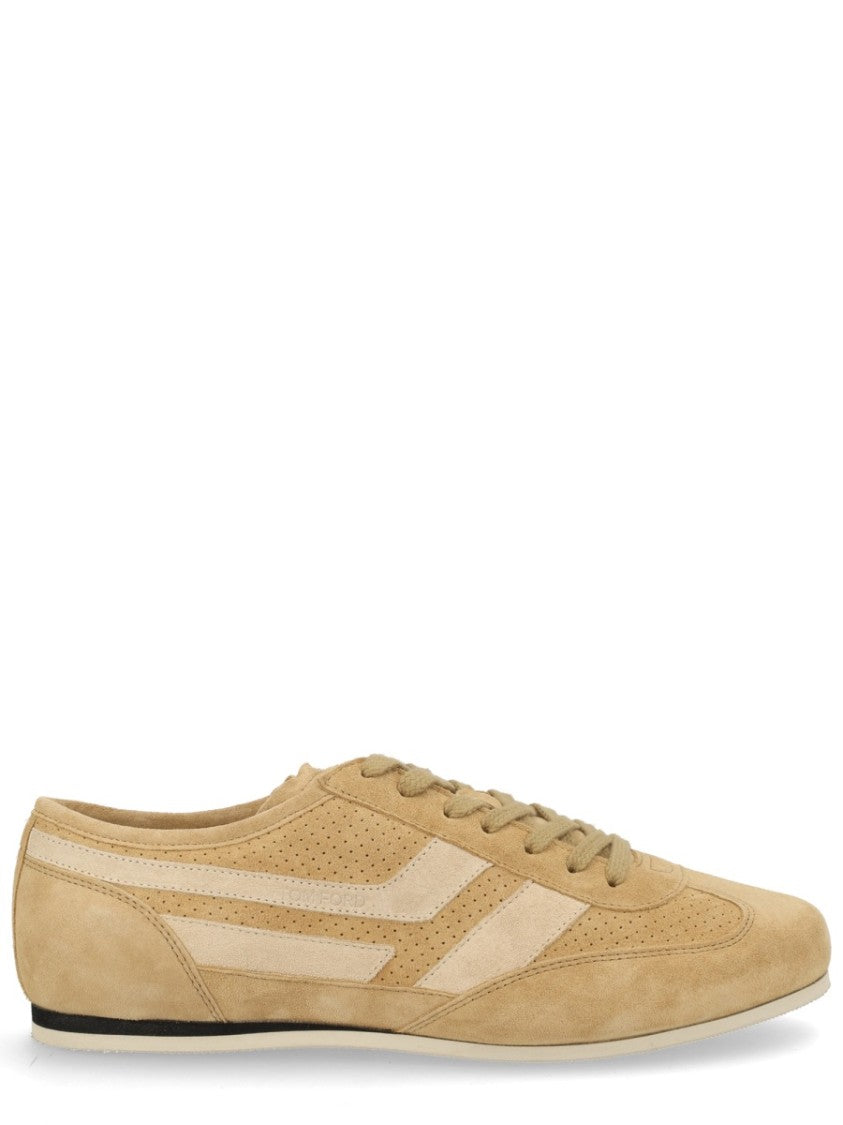 Tom Ford Brook Calf Leather Cotton Panel Sneakers