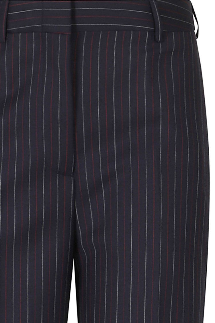 Semi Couture Lola Pinstripe Cuffed Virgin Wool Straight-Leg Pants