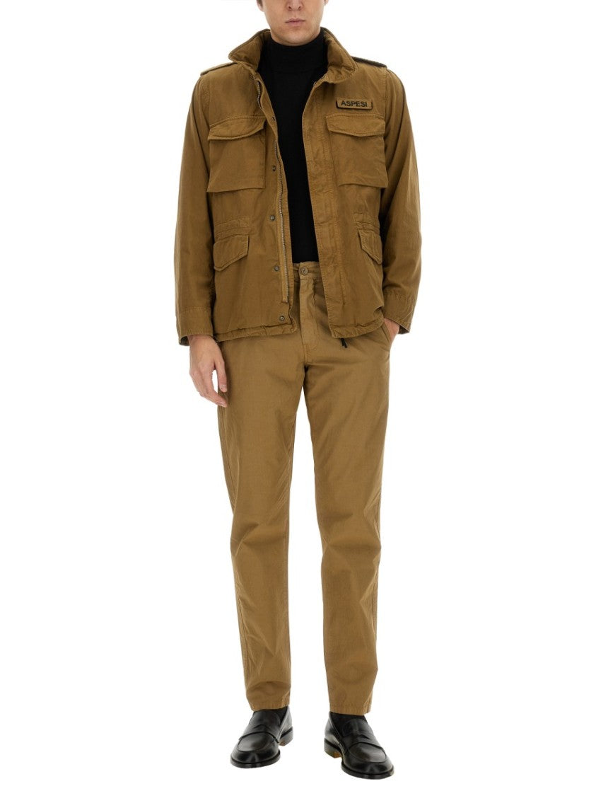 Aspesi Relaxed-Fit Brown Chino Pants With Subtle Sheen