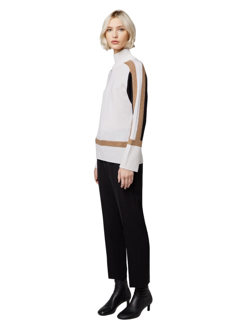 Alpha Studio Graphic Block Long-Sleeve Turtleneck Sweater
