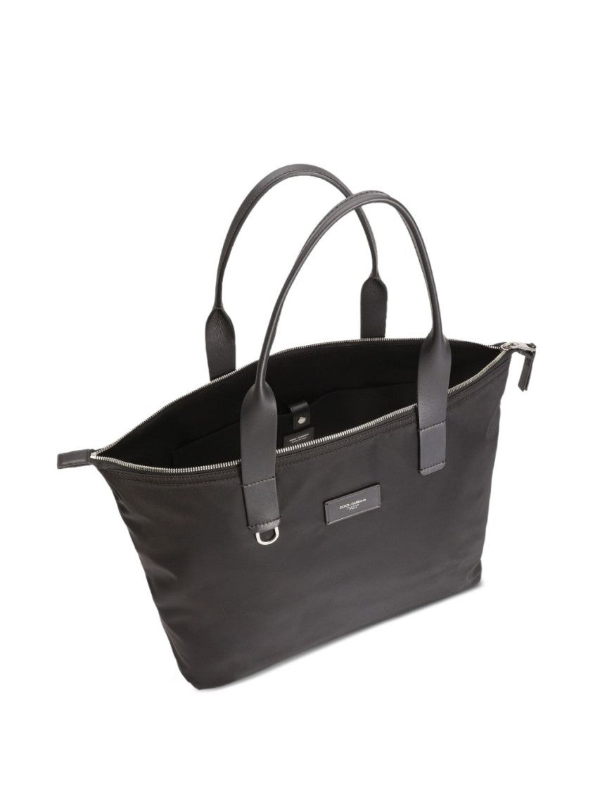 Dolce & Gabbana Rectangular Black Tote Bag With Zippered Closure