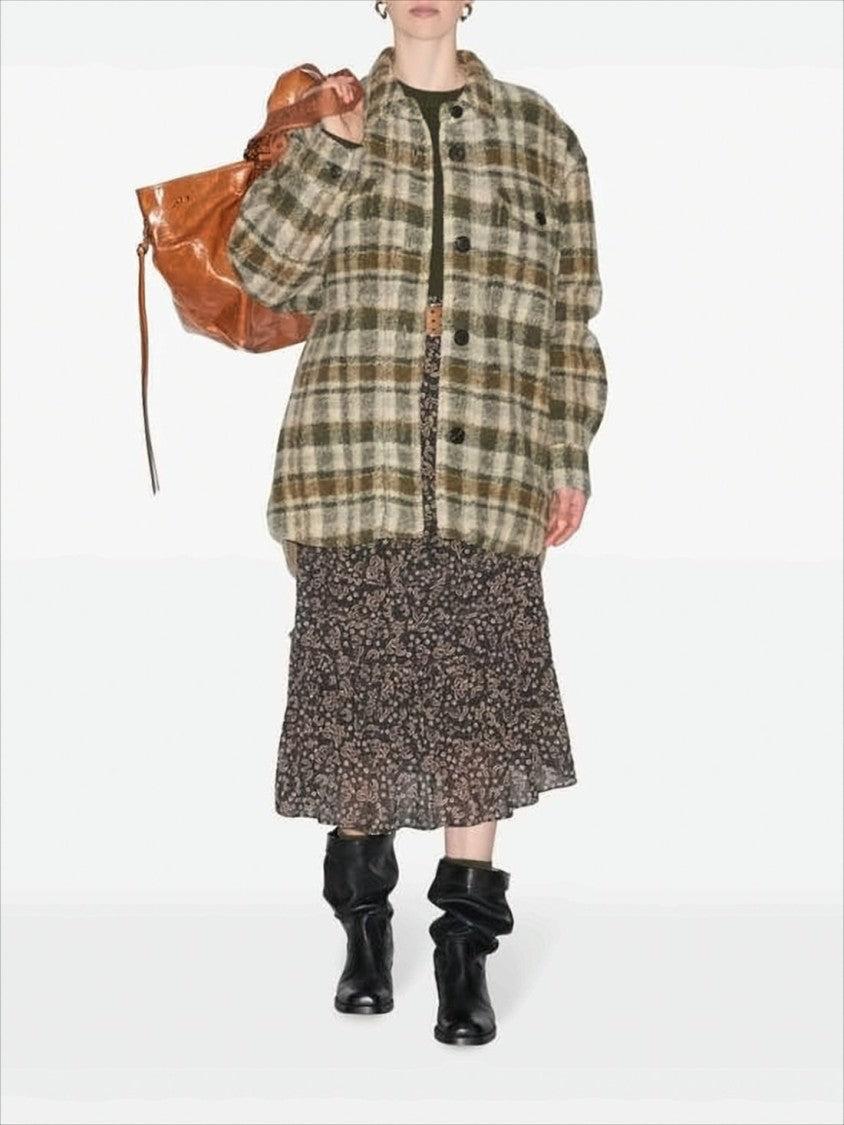 Isabel Marant Relaxed Boxy Plaid Coat With Classic Collar