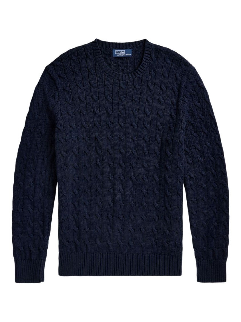 Polo Ralph Lauren Long-Sleeved Navy Pullover With Textured Design