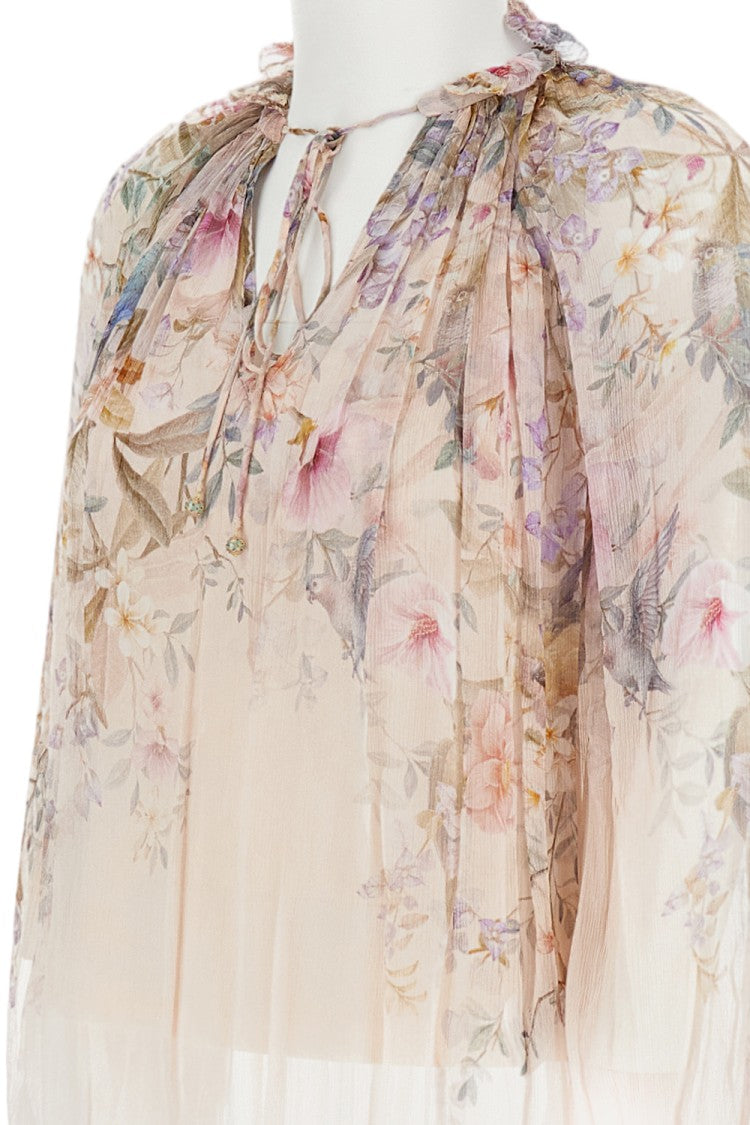 Zimmermann Billowing Blouse With V-Neckline And Rouleau Tie