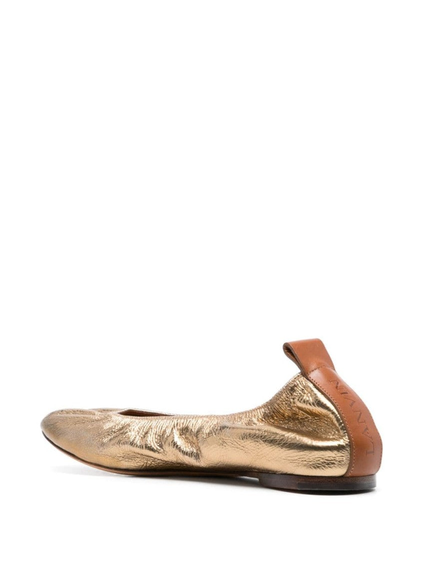 Lanvin Metallic Leather Ballerina Flats