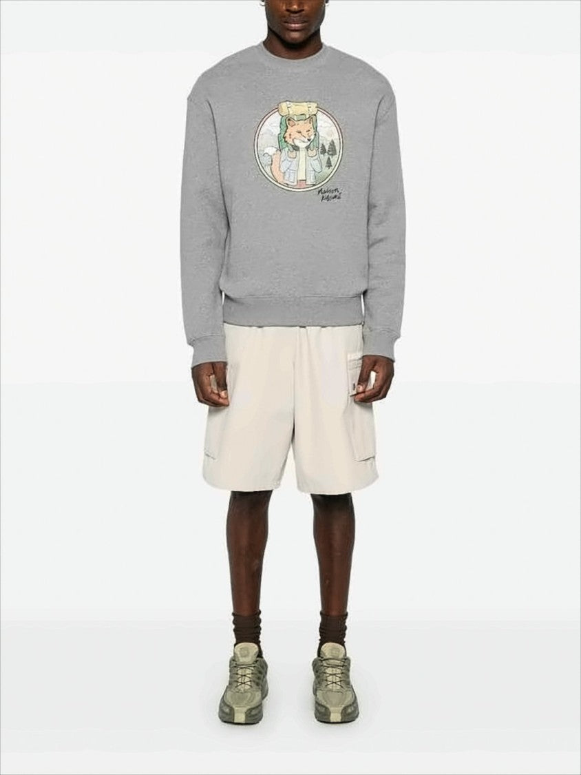 Maison Kitsuné Relaxed Fit Cotton Sweatshirt With Graphic Fox Design