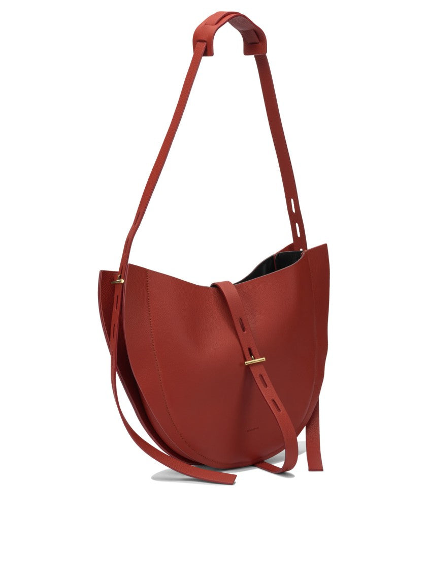 Minobossi Crescent-Shaped Crossbody Bag In Smooth Calfskin Leather