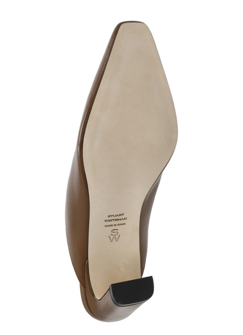Stuart Weitzman Brown Stassi 50 Leather Mules