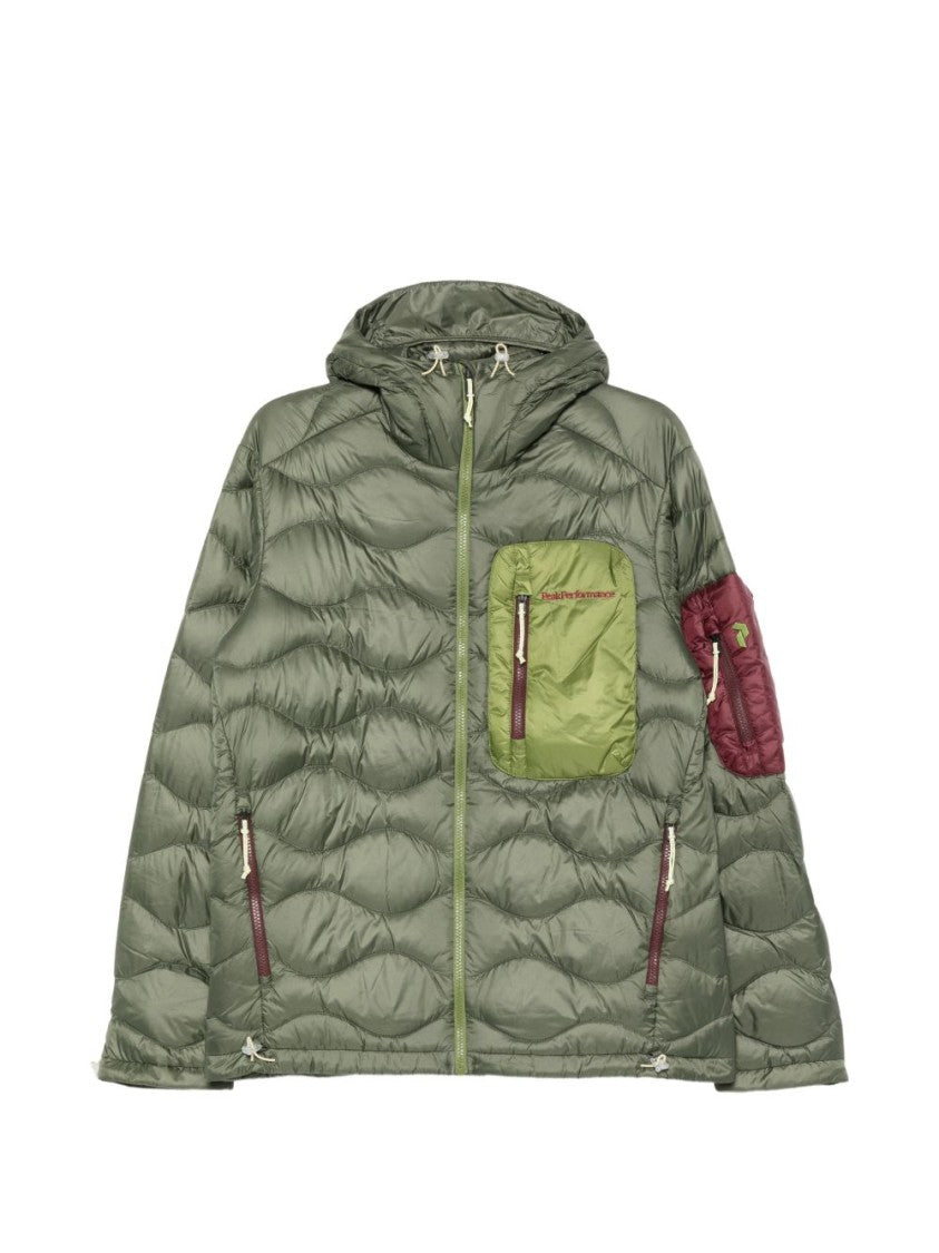 Peak Performance Hooded Quilted Contrasting-Pocket Down Jacket