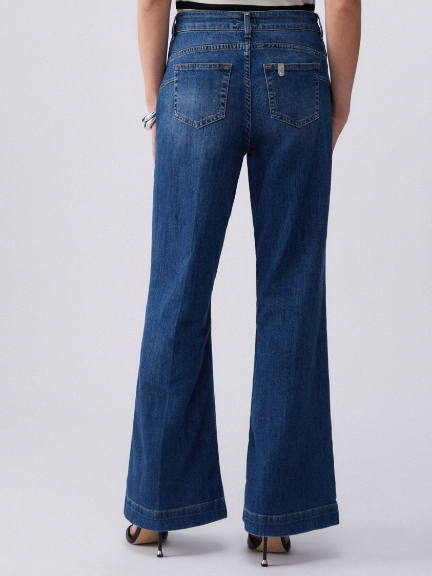 Liu Jo High-Waisted Flare Jeans With Golden Button Accents