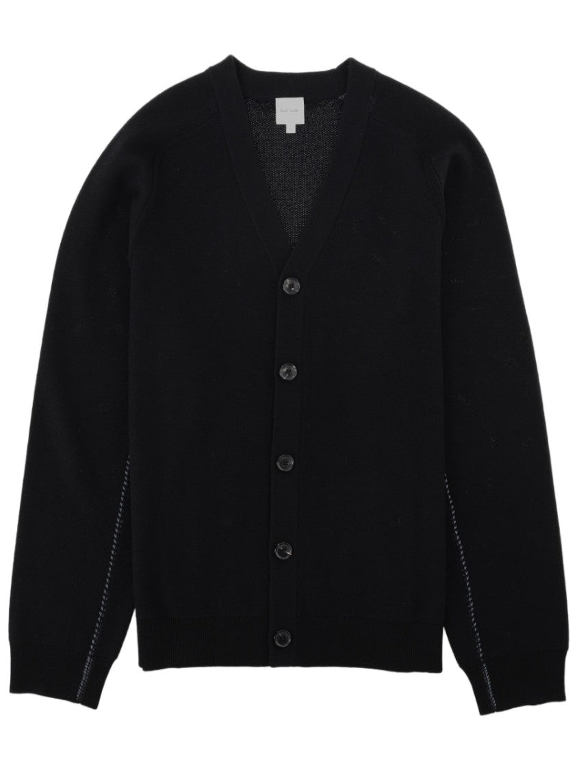 Paul Smith Deep V-Neck Cardigan In Soft Merino Wool