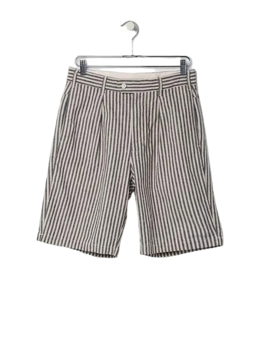 Engineered Garments Vertical Striped Tailored Shorts With Button Closure