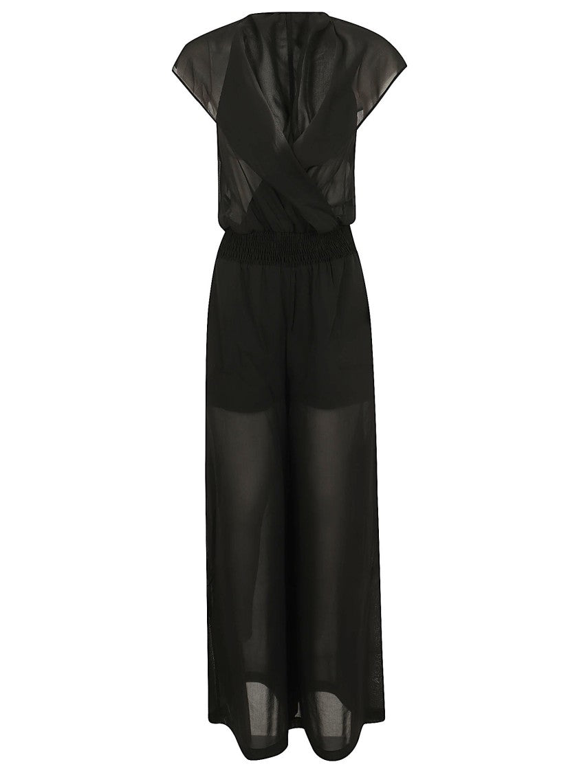 Pinko Sophisticated Sheer Voile Jumpsuit With Butterfly Sleeves
