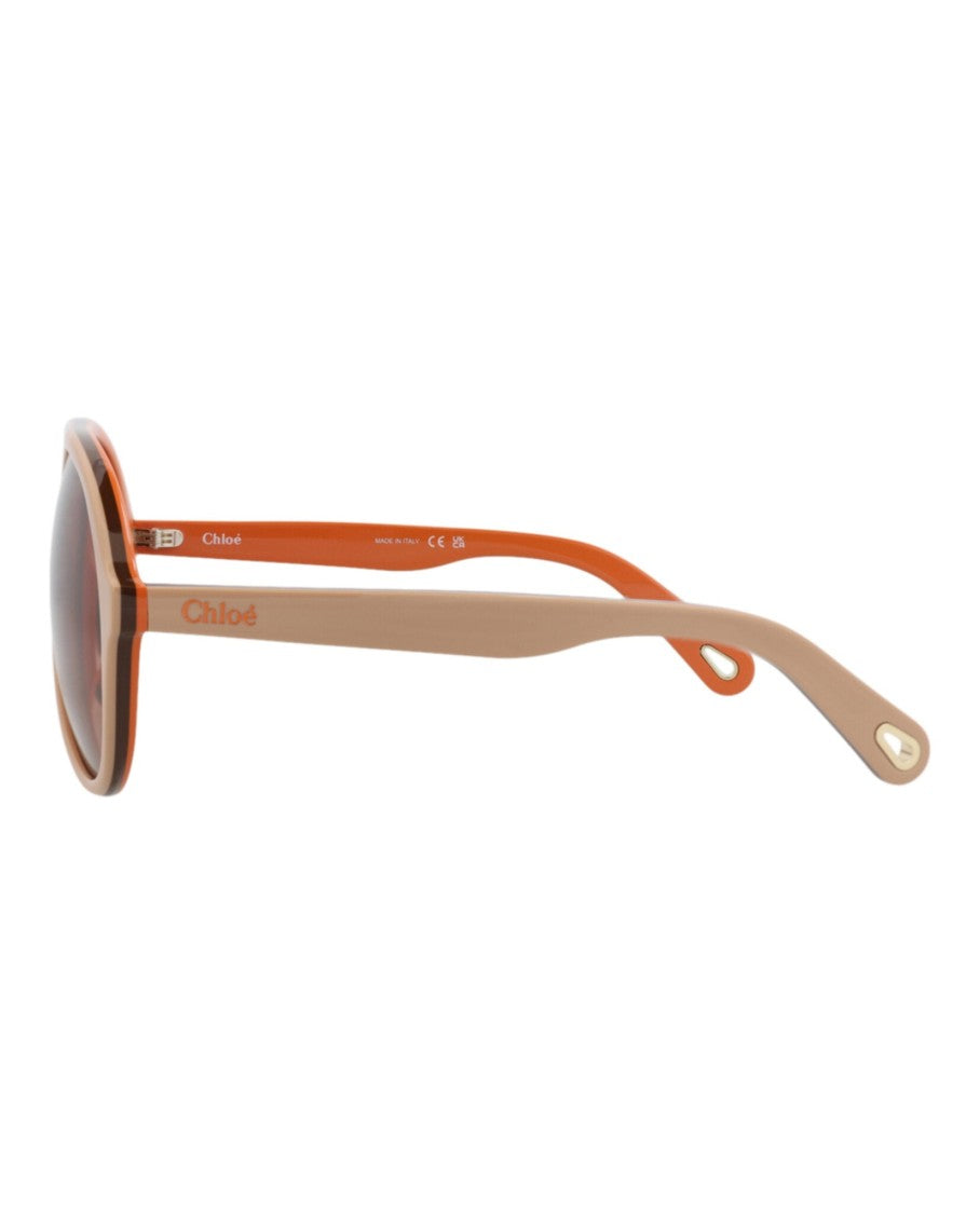 Chloé Aviator-Frame Recycled Acetate Sunglasses With Saddle Nose Bridge