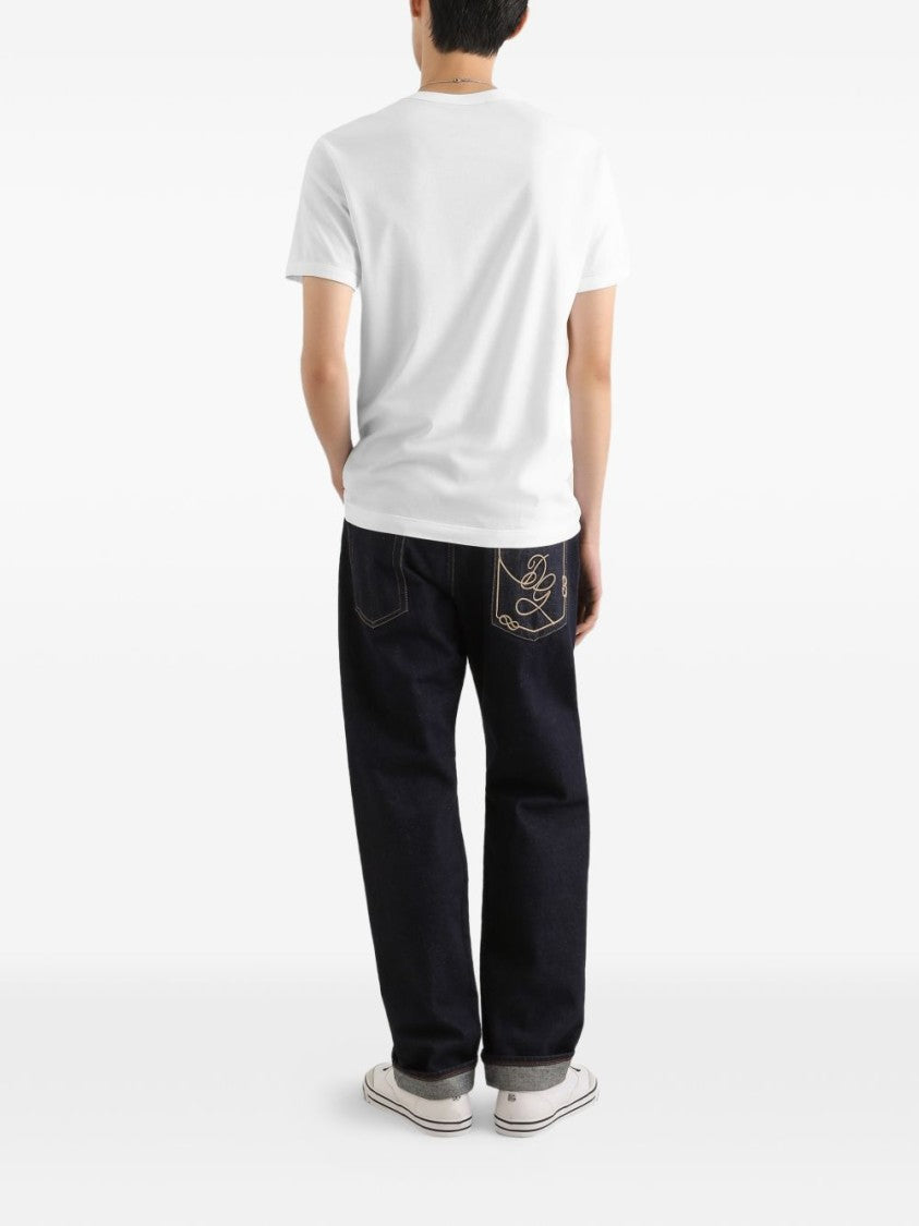 Dolce & Gabbana White Classic T-Shirt Textured Logo T-Shirt