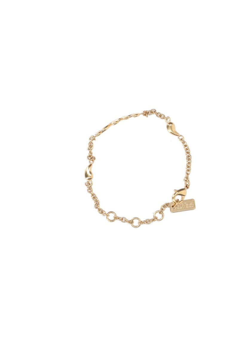 Chloé Gold Iconic Brass Logo Bracelet