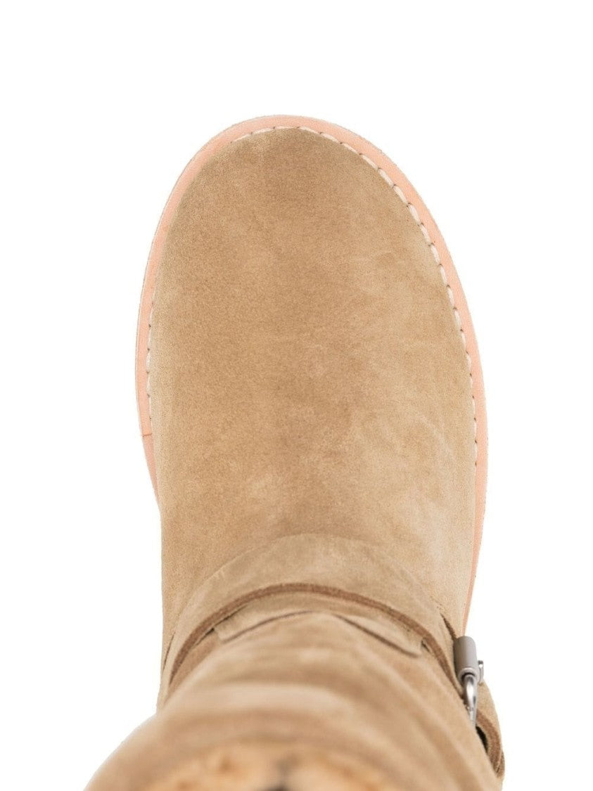 Kenzo Brown Suede Ankle Boots With Adjustable Straps And White Rubber Sole