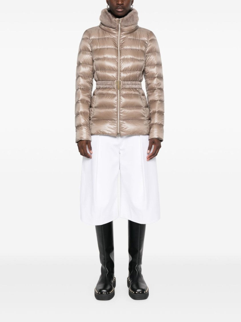 Herno Lightweight Gray Puffer Jacket With High Collar