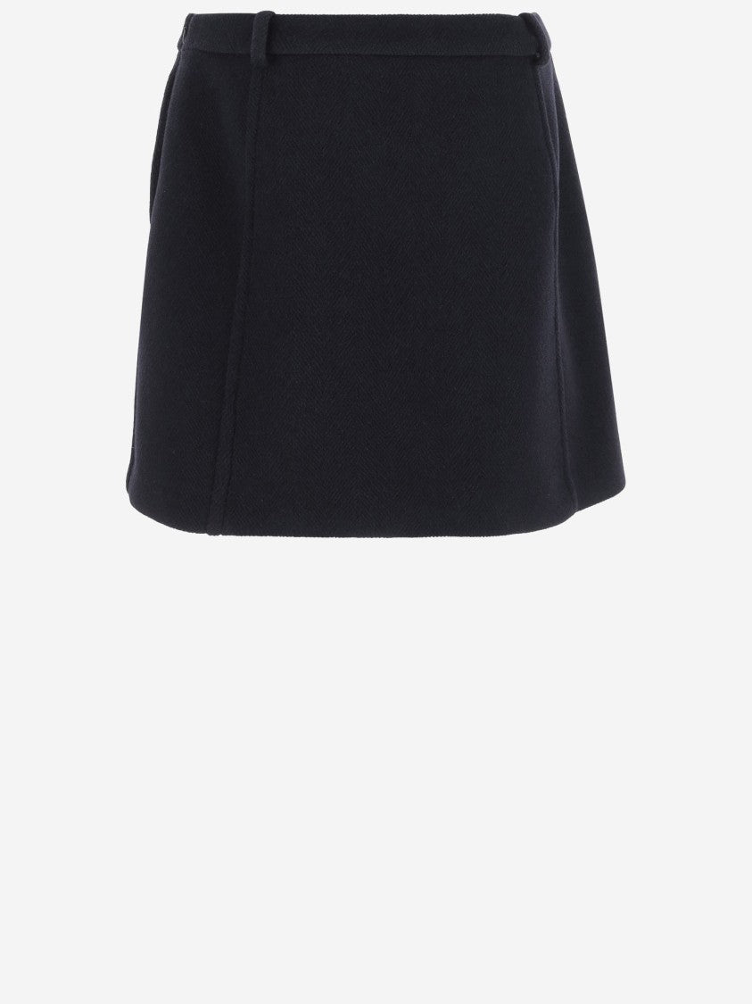 Jil Sander Structured Black Wool Skirt With Belt Loops