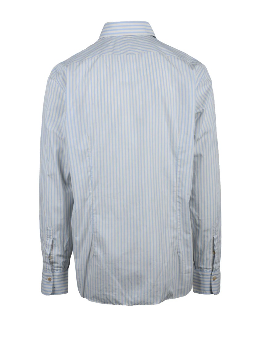 Alessandro Gherardi White Light Blue Striped Shirt