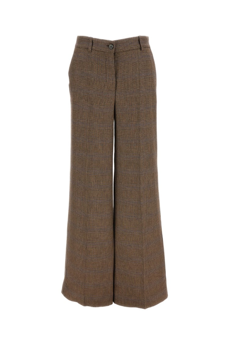 Parosh Multicolor Houndstooth Wool-Blend Wide-Leg Pants