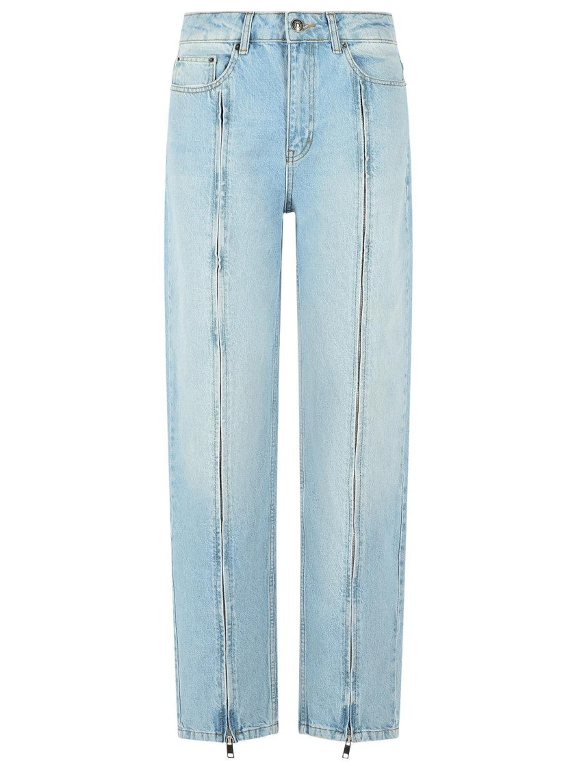 Rotate Light Blue High-Waist Straight-Leg Jeans