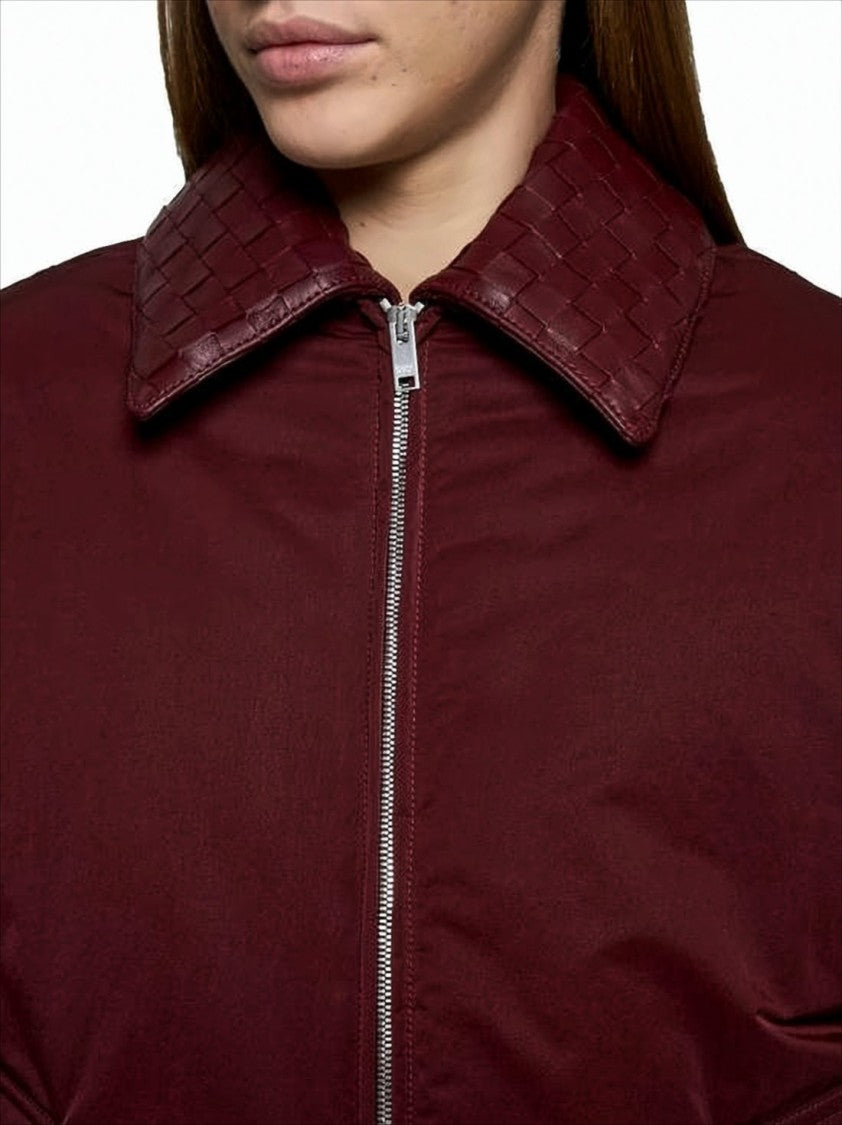 Bottega Veneta Boxy Cropped Jacket With Woven Textured Collar