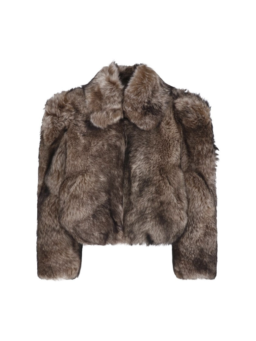 Chloé Brown Classic Collar Zippered Cropped Shearling Jacket