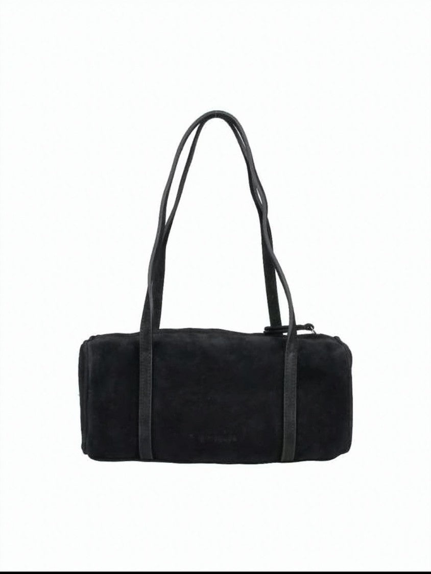 Gimaguas Black Studded Cylindrical Leather Shoulder Bag