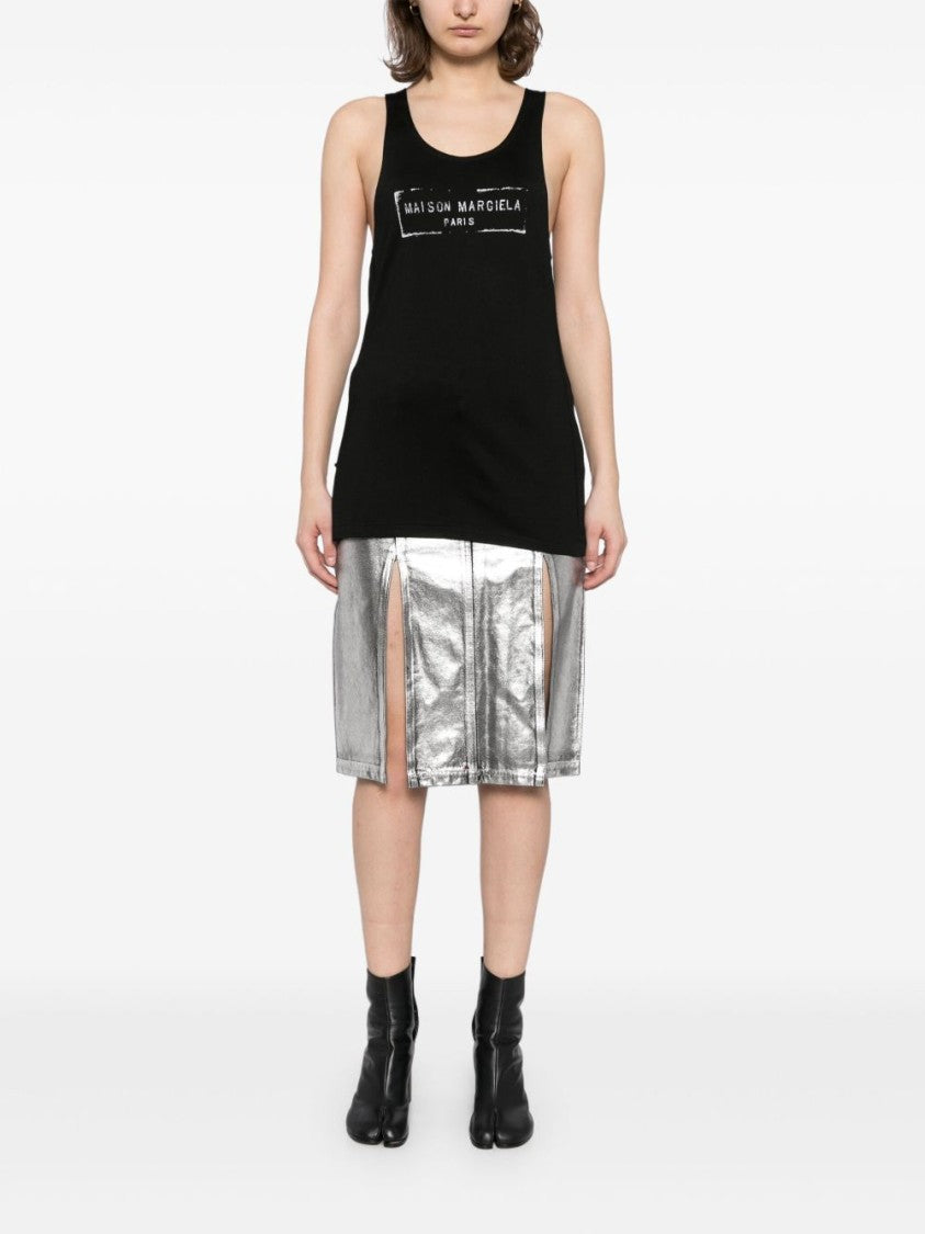 Maison Margiela Raw Cut Black Cotton Tank Top