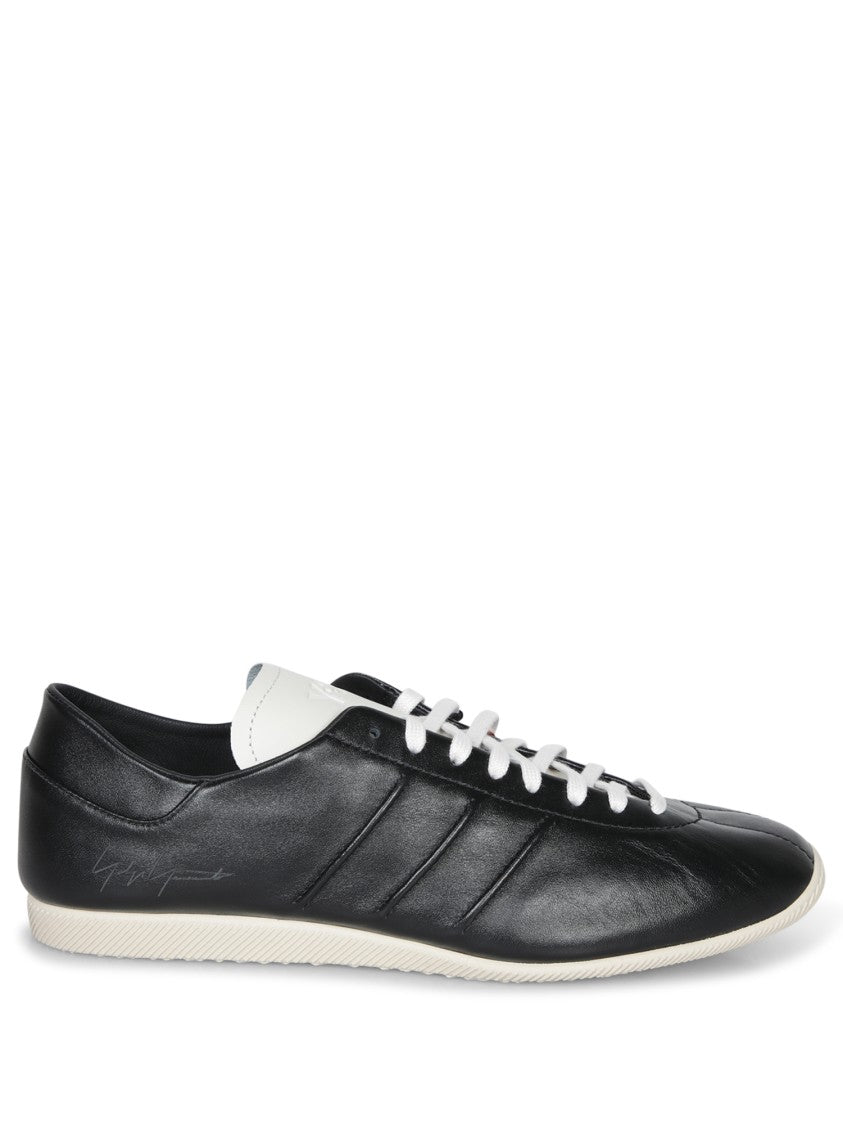 Adidas Refined Black Leather Sneakers With Signature Detail