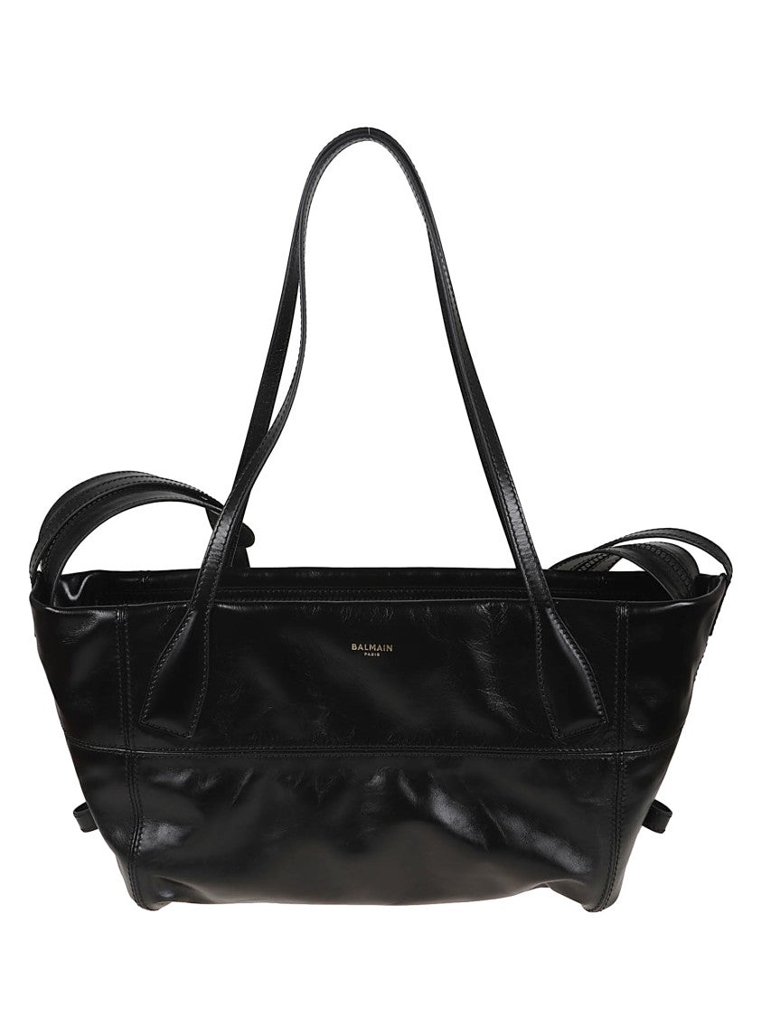 Balmain Smooth Calf Leather Shopper Bag With Adjustable Strap
