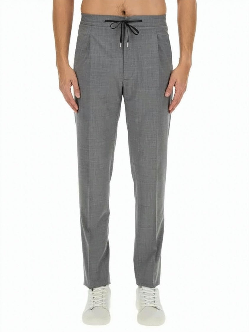 Lardini Tailored Slim-Fit Pants With Subtle Check Pattern