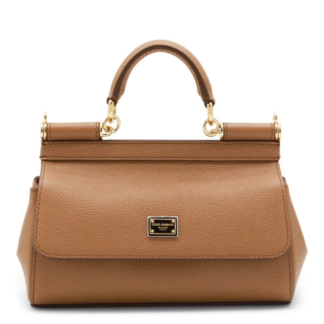 Dolce & Gabbana Caramel Leather Sicily Small Top Handle Bag