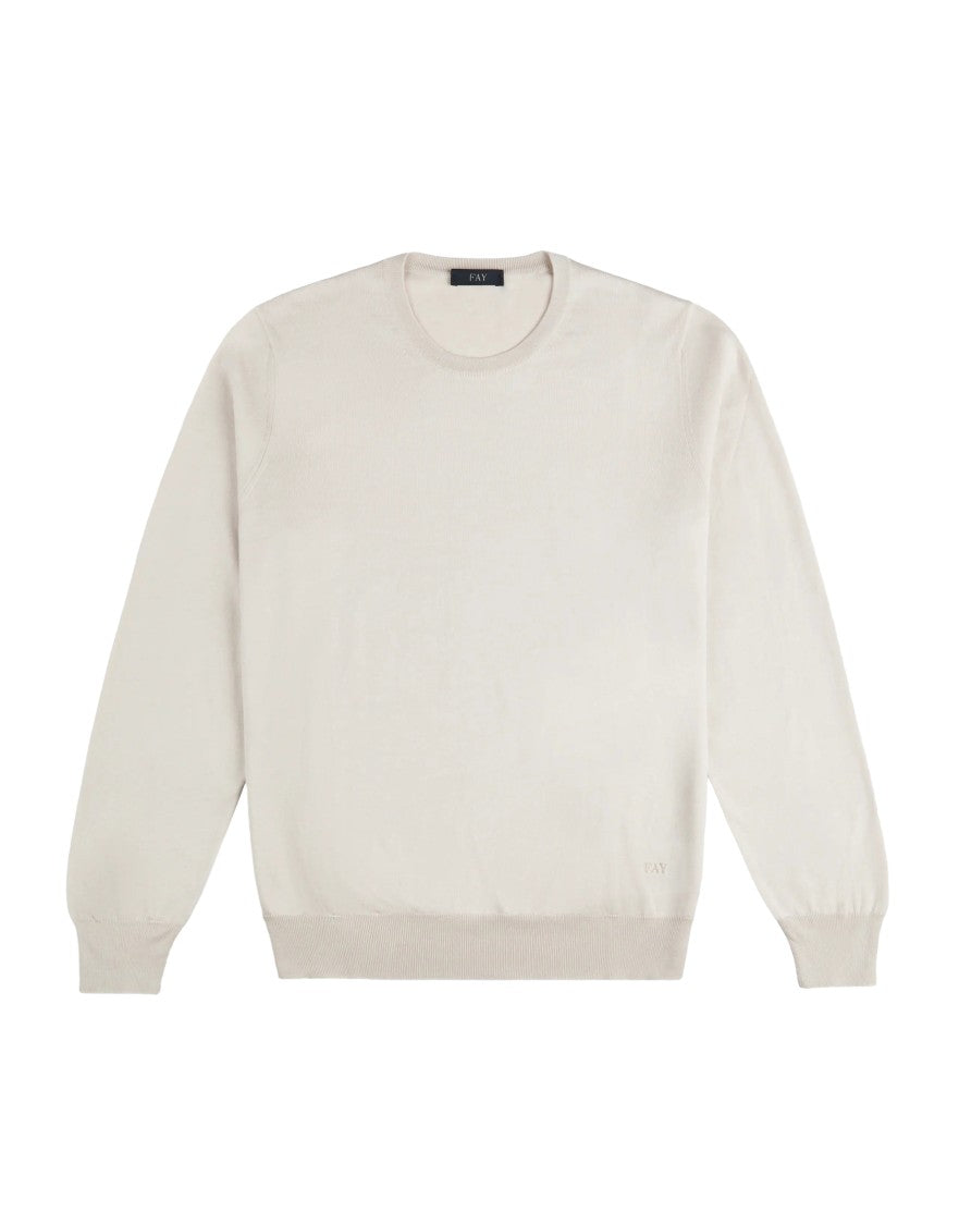 Fay Crew Neck Knitwear In Stucco Tone