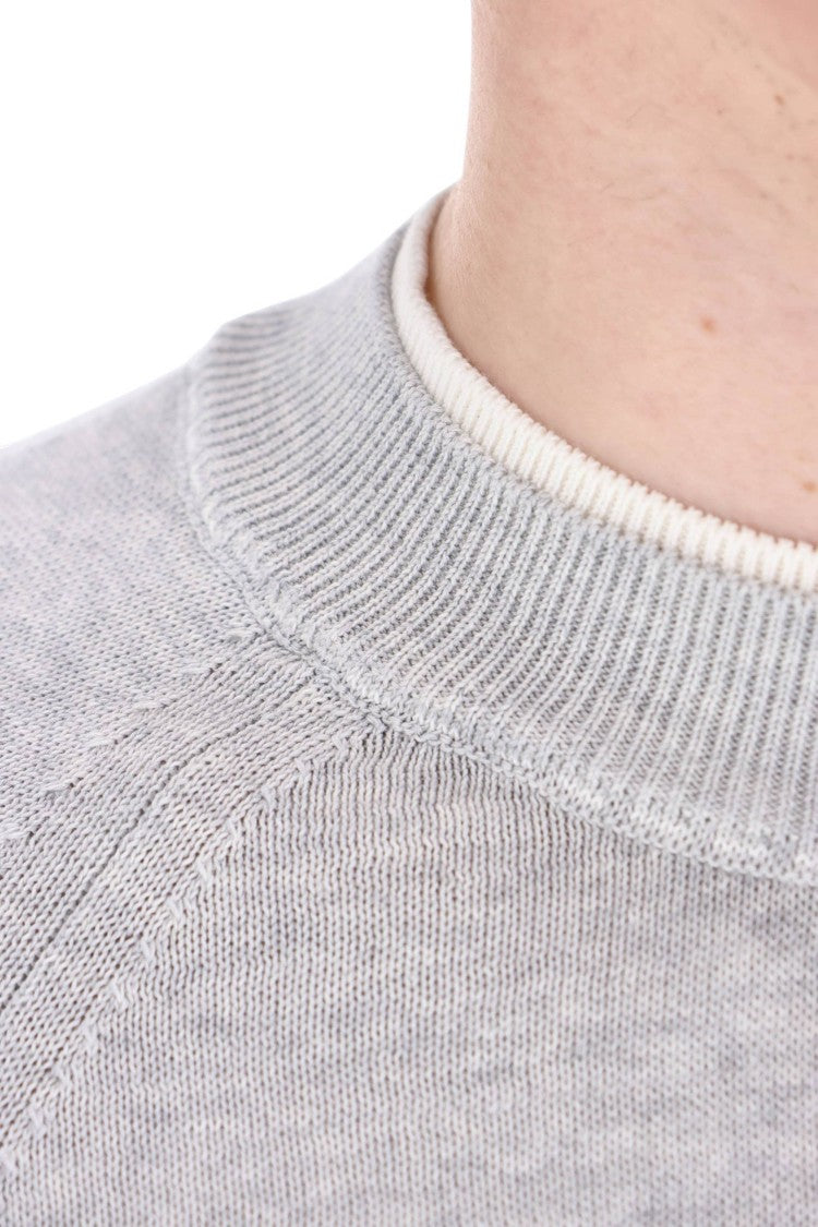 Eleventy Layered-Effect Contrast Trim Crewneck Sweater