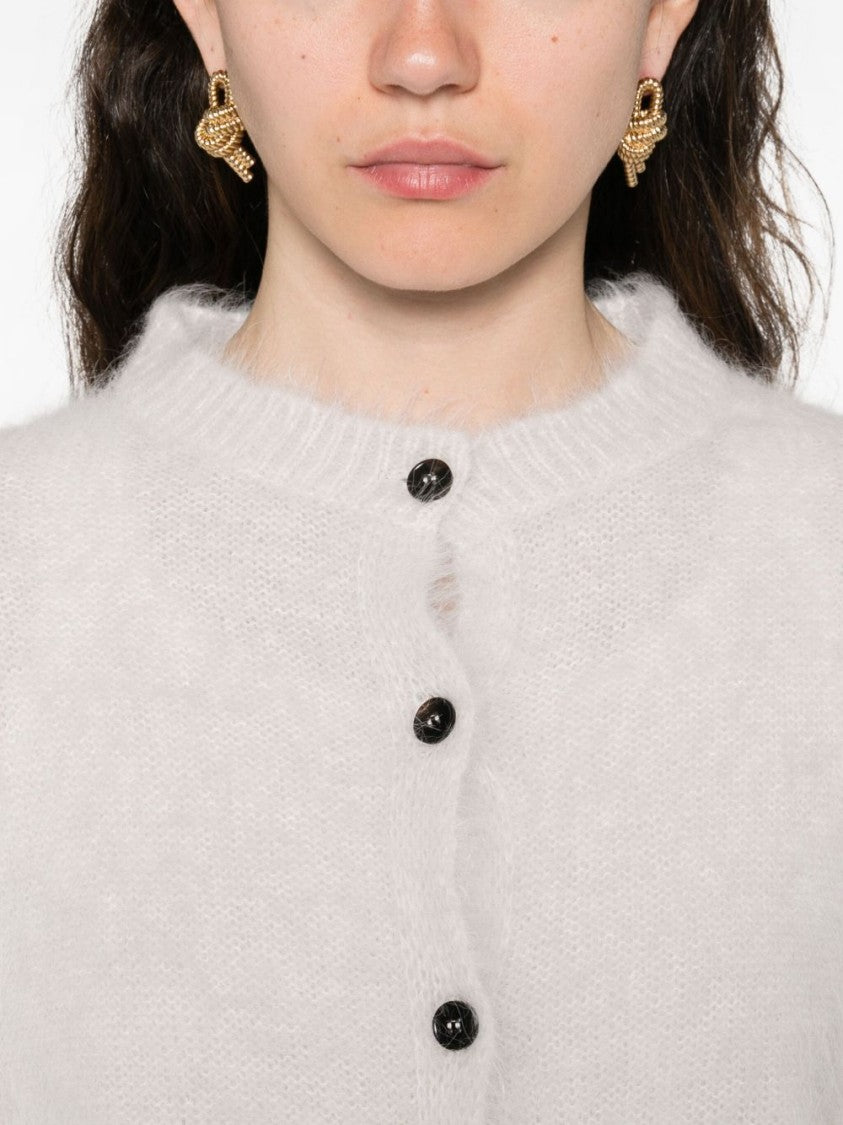 Antonelli Fuzzy Cropped Cardigan With Ribbed Details