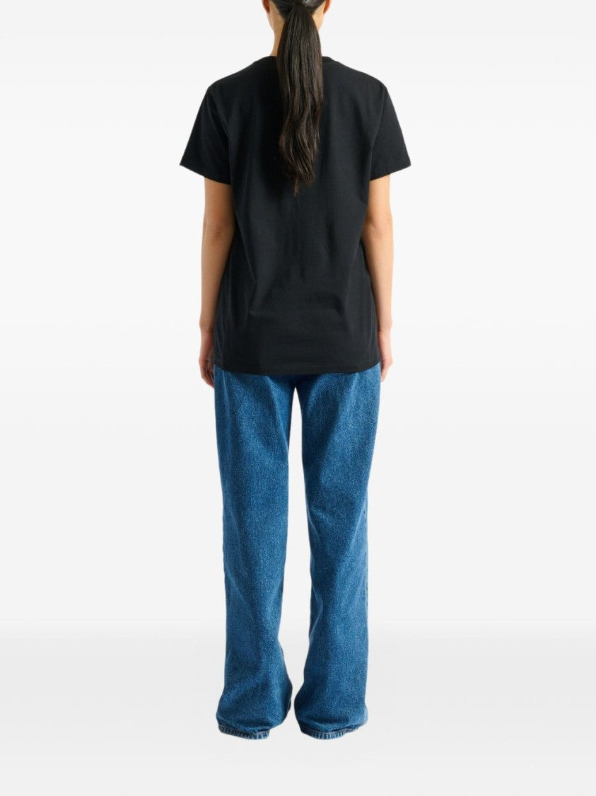 Balmain Black Embroidered Signature Logo T-Shirt