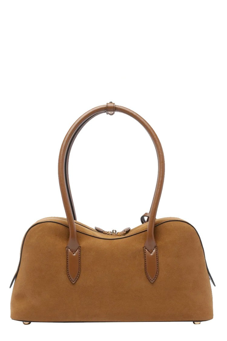 Stella Mccartney Brown Padlock Charm Dual Top Handle Polyamide Shoulder Bag