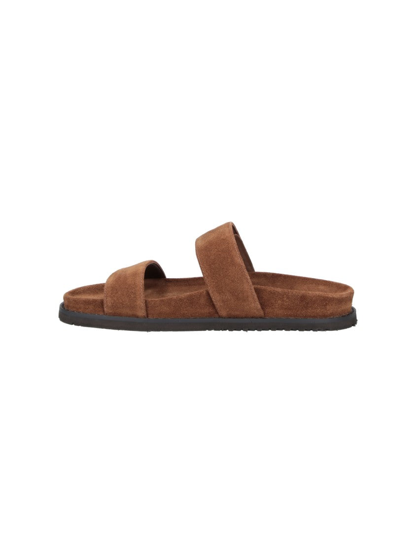 Tory Burch Brown Romy Suede Open-Toe Sandals