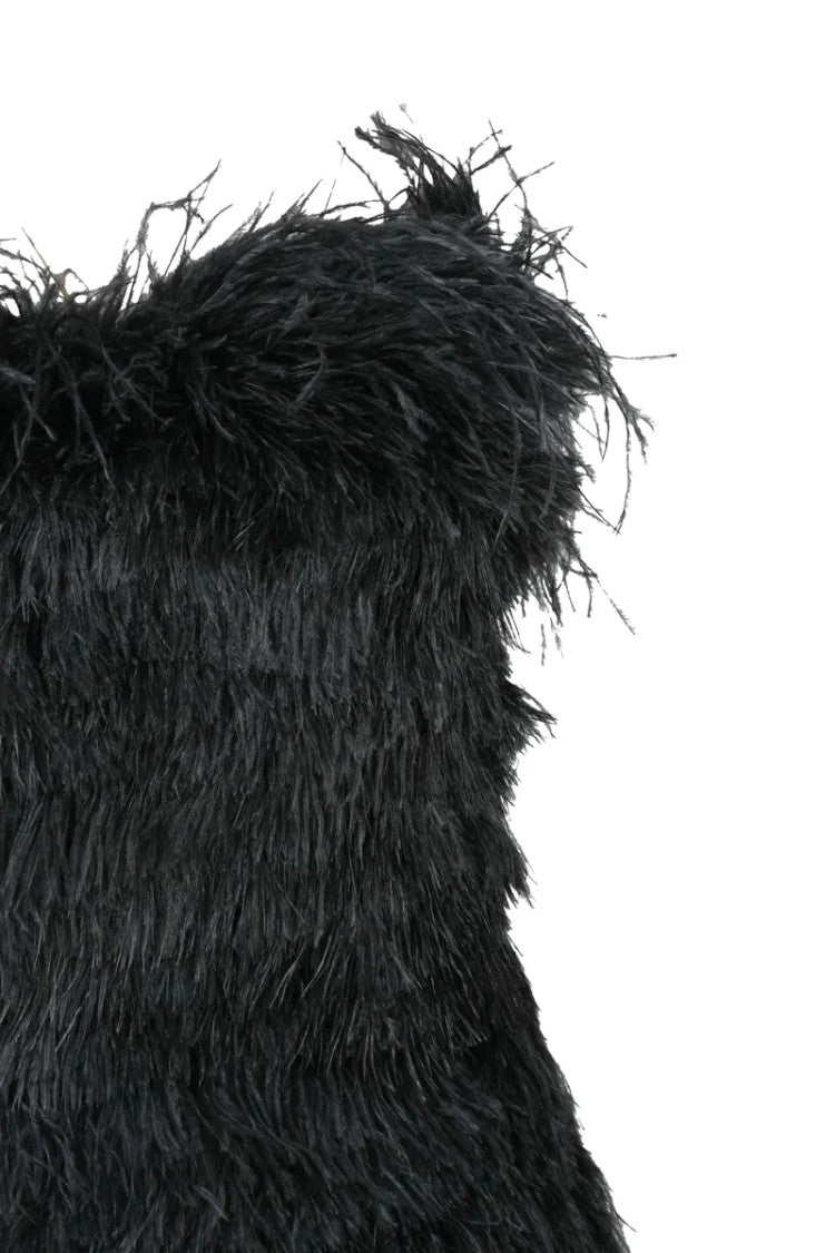 Sportmax Dress With Ostrich Feathers - Black