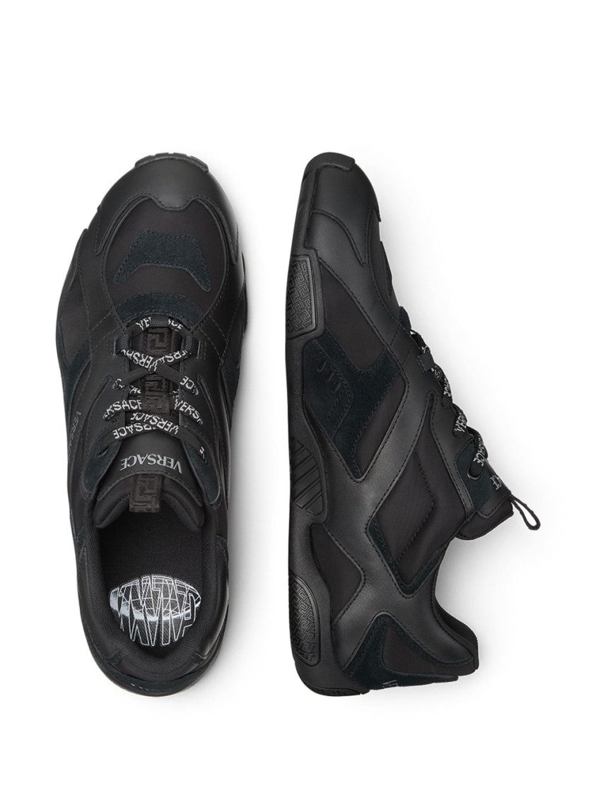 Versace Low-Profile Black Sneakers In Calf Leather