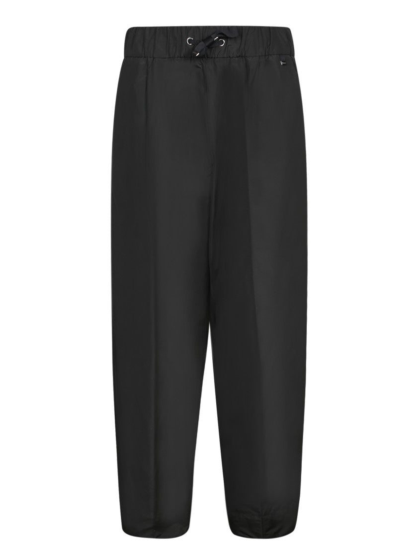 Herno Carrot Fit Black Taffeta Trousers With Adjustable Waistband