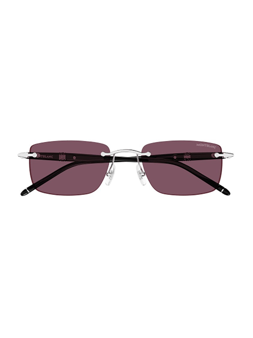 Montblanc Black Metal Sunglasses With Purple-Tinted Lenses